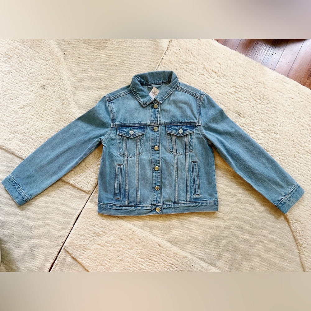 NWT Big Girls Kids GAP classic light medium blue denim Jean jacket XL 10 12